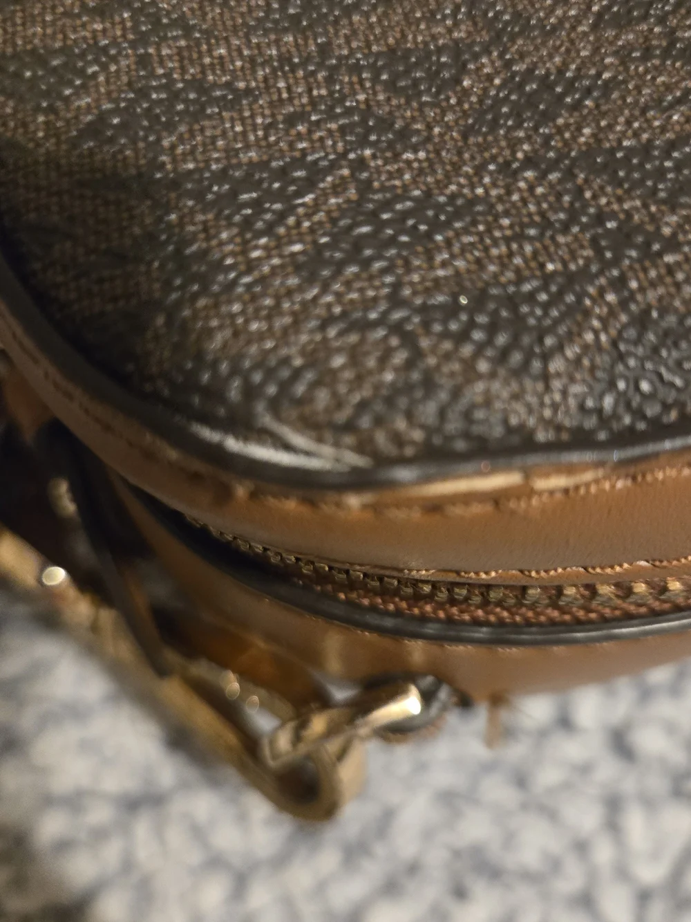 Michael Kors Dark Brown MK Logo Messenger Bag with Gold Hardware